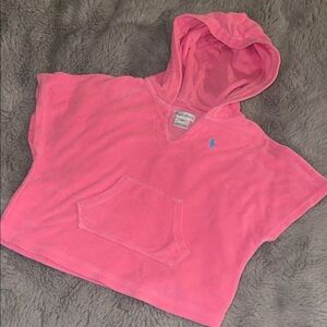 Ralph Lauren Pink Hooded Top Beach Cover Up Sz 9M Terrycloth